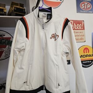 Harley Davidson Women's Cream and Black Soft Shell Jacket